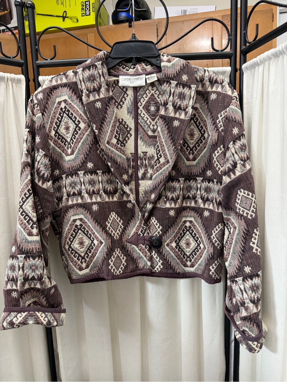 Vintage Casual Corner & Co Medium Southwestern Tapestry Jacket 100% Cotton Boho